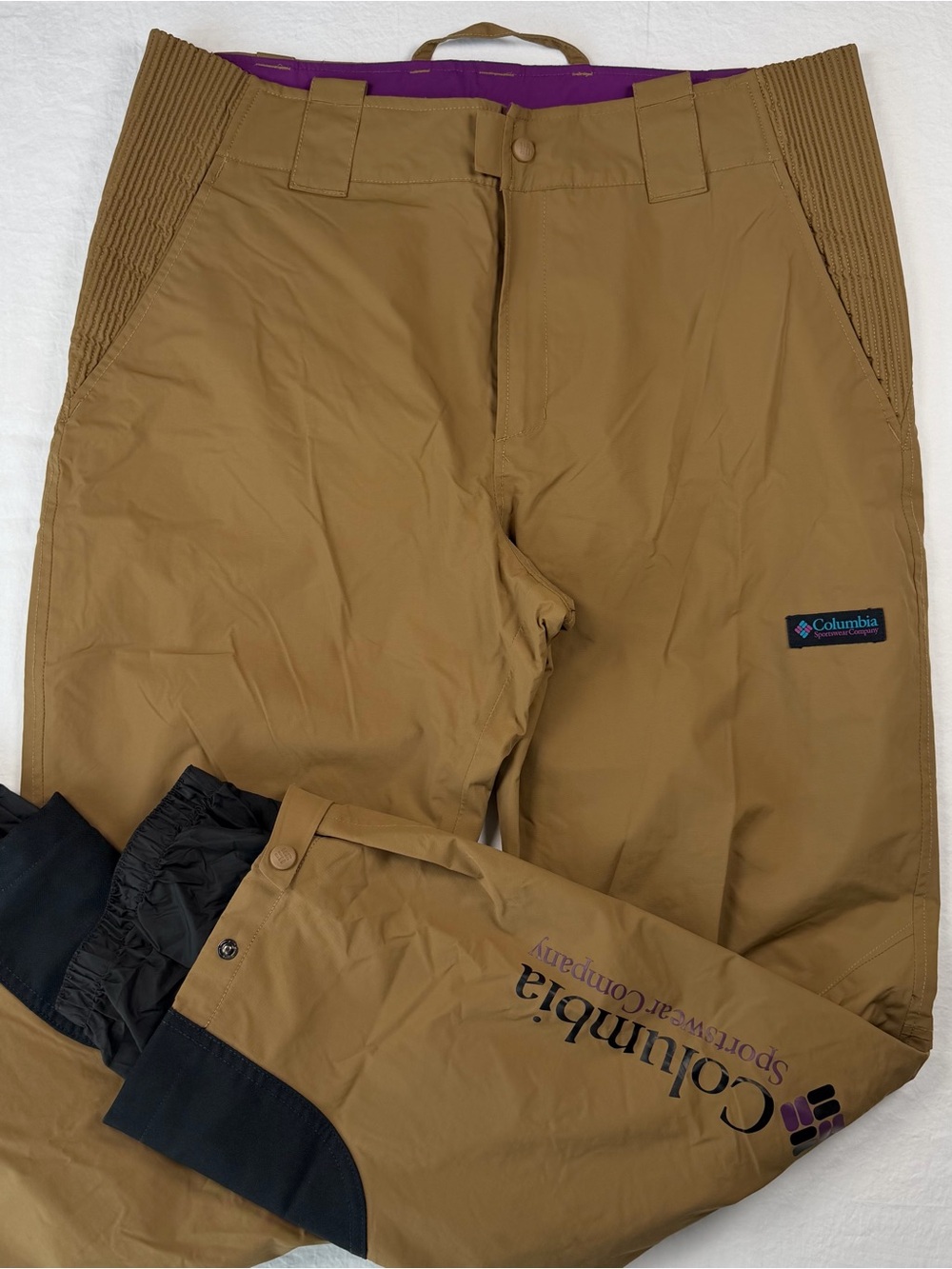 Columbia Omni-Tech Snow Ski Pants Size L Tan Waterproof Convert